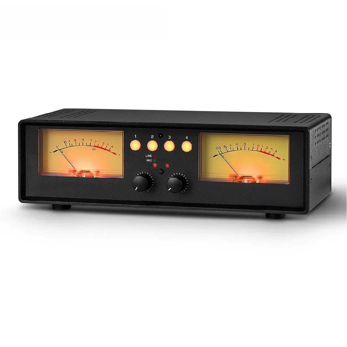 Nobsound Mic + Line Analoge Dual Vu Meter Geluidsniveau Db Panel Display 4-weg Audio Splitter Switcher Box Muziekspectrum Visualizer - afbeelding 2