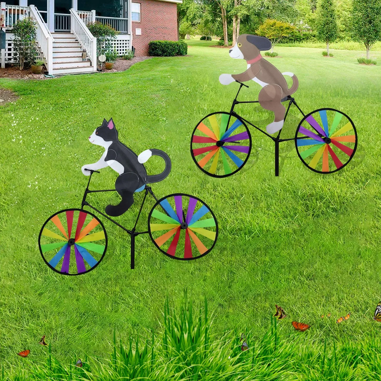 AliExpress Animal Riding Three-dimensional Cartoon Modelling Windmill Creative Bicycle Wind Spinners Standing