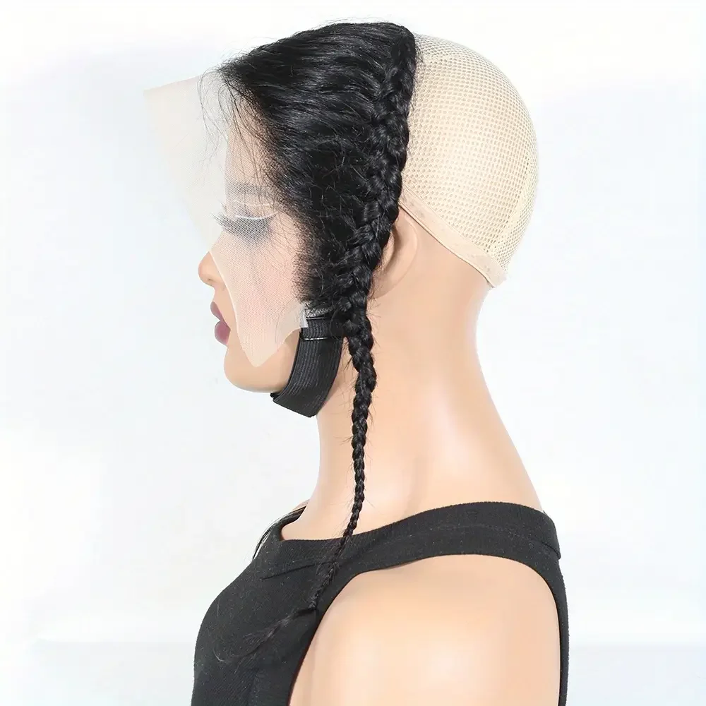 13X4 Wig Rambut Manusia Remy Brasil 100% Frontal Renda Transparan dengan Kepang Wig Rambut Lurus dengan Rambut Bayi untuk Wanita