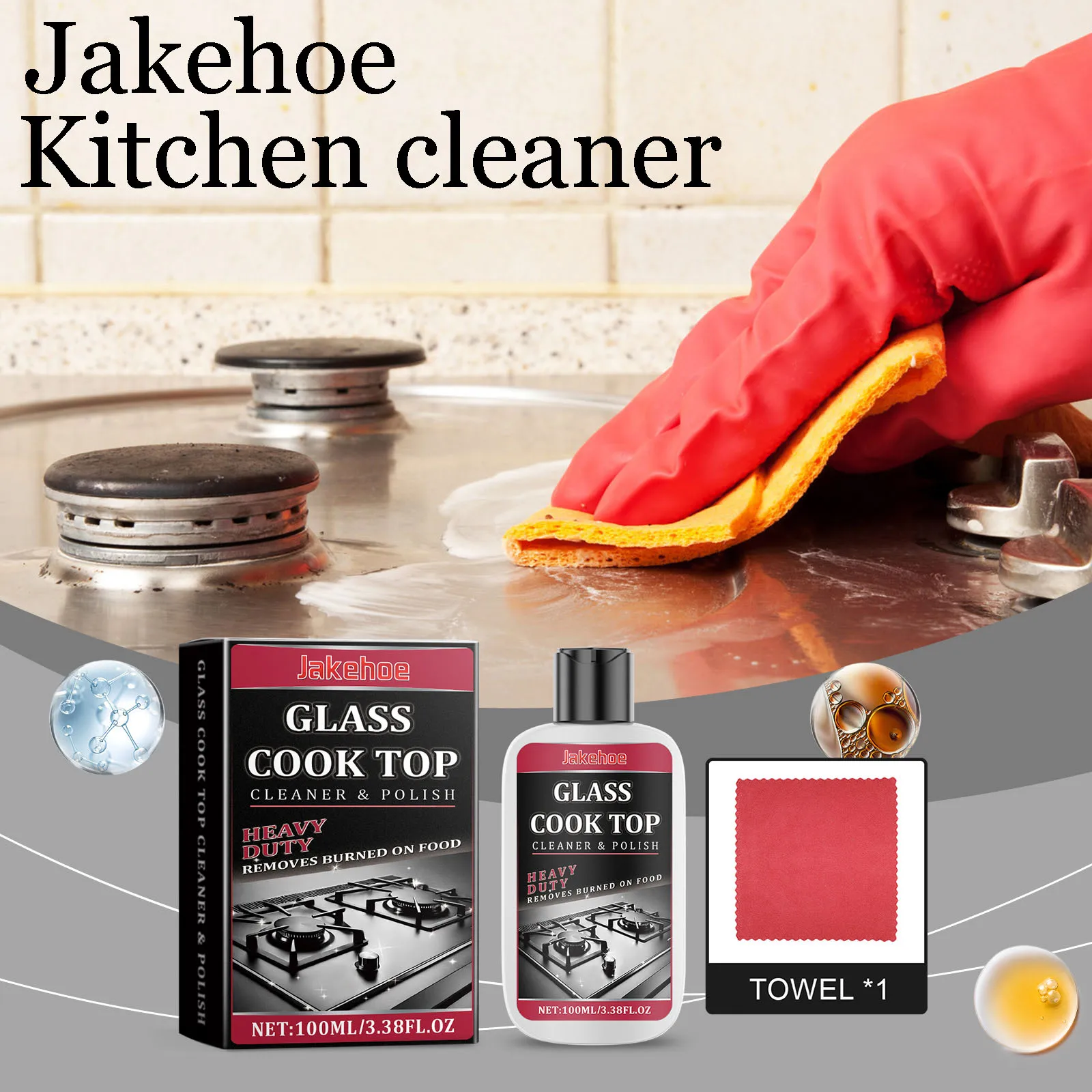 

Jakehoe Glass Cook Top Cleaner Effective Remove Oil Stains Degreasing Cleaning Stubborn Dirts Polishing Restoring Kithchen Clean