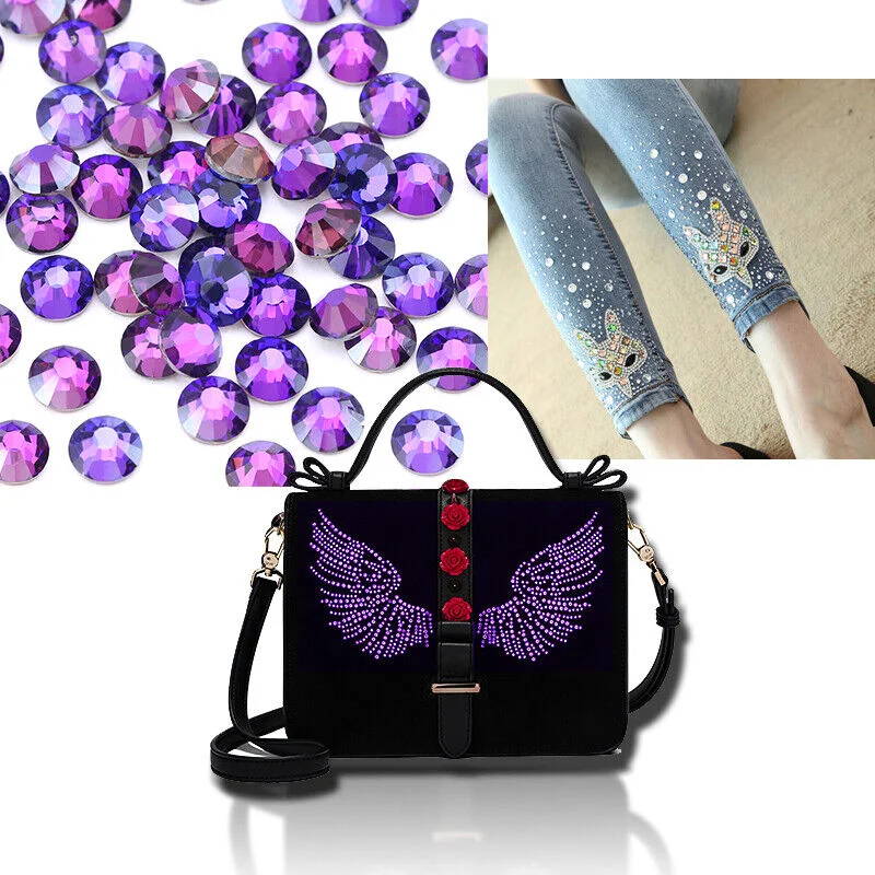 Rigta Purple Velvet SS10-SS20 Nail Art Non Hotfix Rhinestones Loose Rhinestone Glass Crystal for Nail Art Decorations 1440pcs