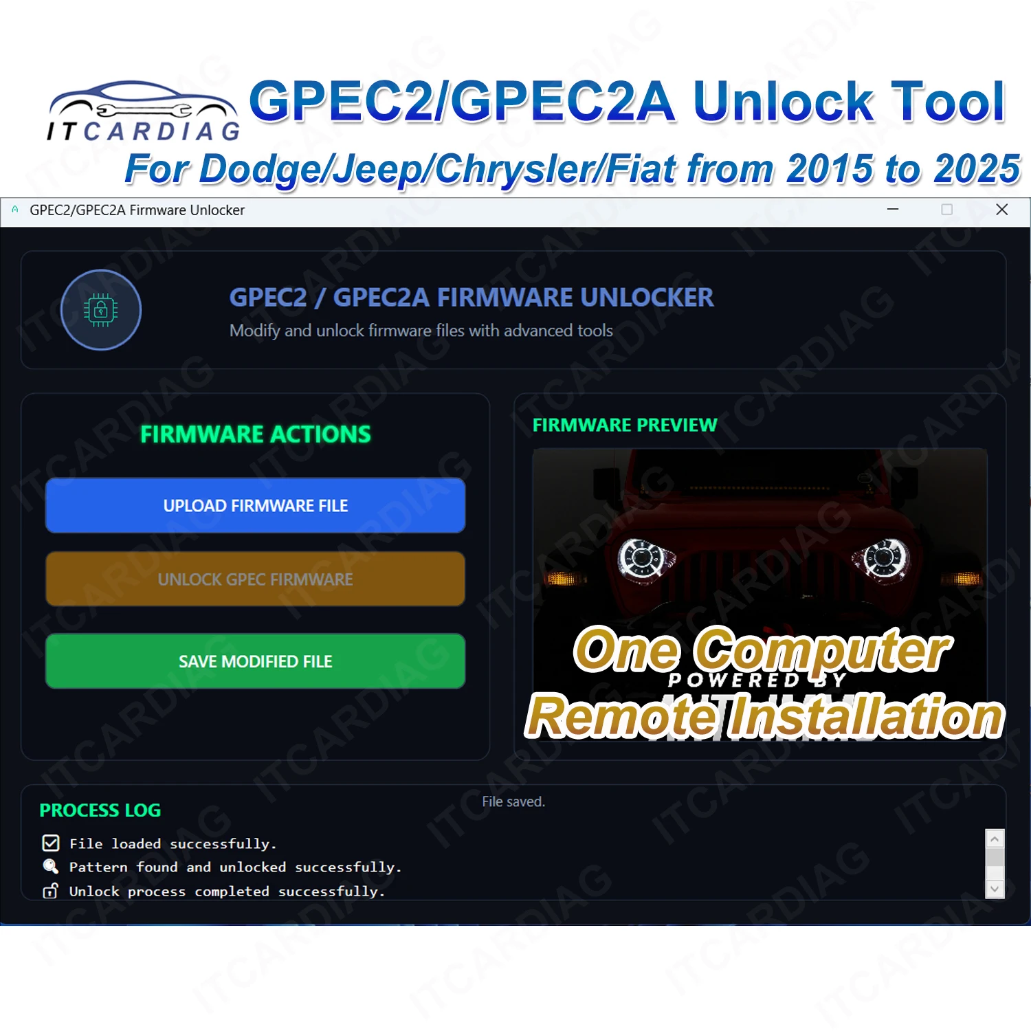 

GPEC2/GPEC2A UNLOCK TOOL for Dodge/Jeep/Chrysler/Fiat From 2015 - 2025 Unlocking GPEC2 and GPEC2A ECUs Firmware Unlocker Softwar
