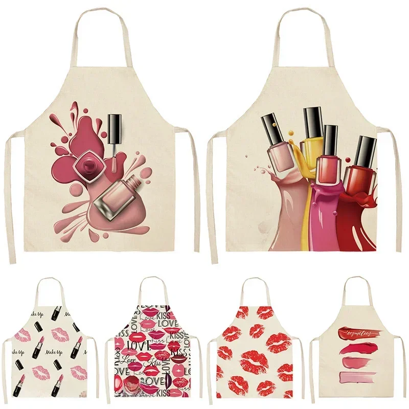 Tablier de rouge à lèvres pour vernis à ongles, tabliers de cuisine en lin, bavoirs, nettoyage ménager pour femmes, accessoires de cuisine à domicile