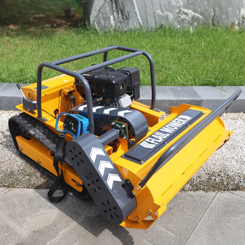 Remote-Controlled Lawn Mower—An Intelligent Mowing Robot; a Four-Stroke, -Powered, Zero-Turn, Tracked Mower Capable of Traversing 45-Degree Slopes.
