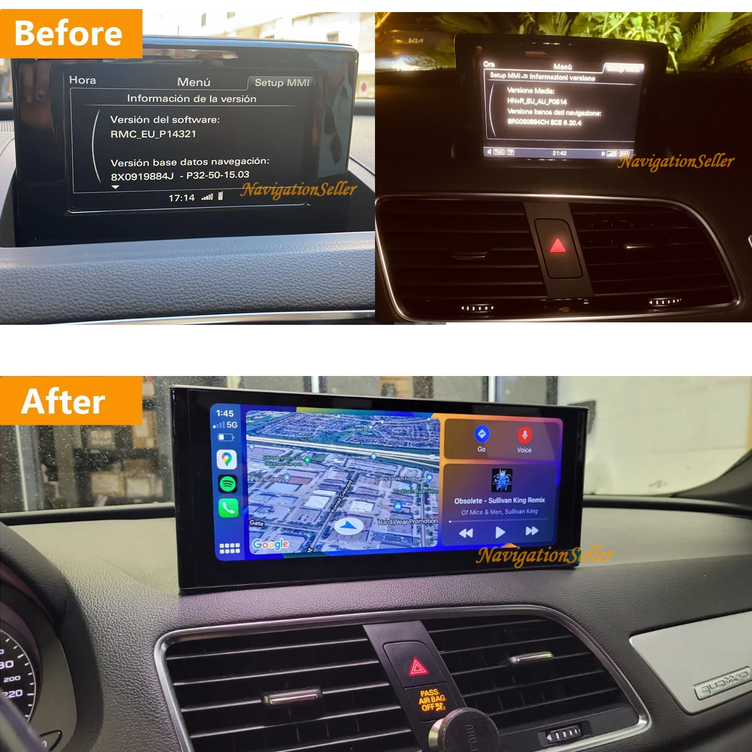 

Android 15 for Audi Q3 MMI 2011 2012 - 2018 Car Radio Navigation Multimedia Player GPS WiFi+4G Video Carplay Auto Camera DSP BT