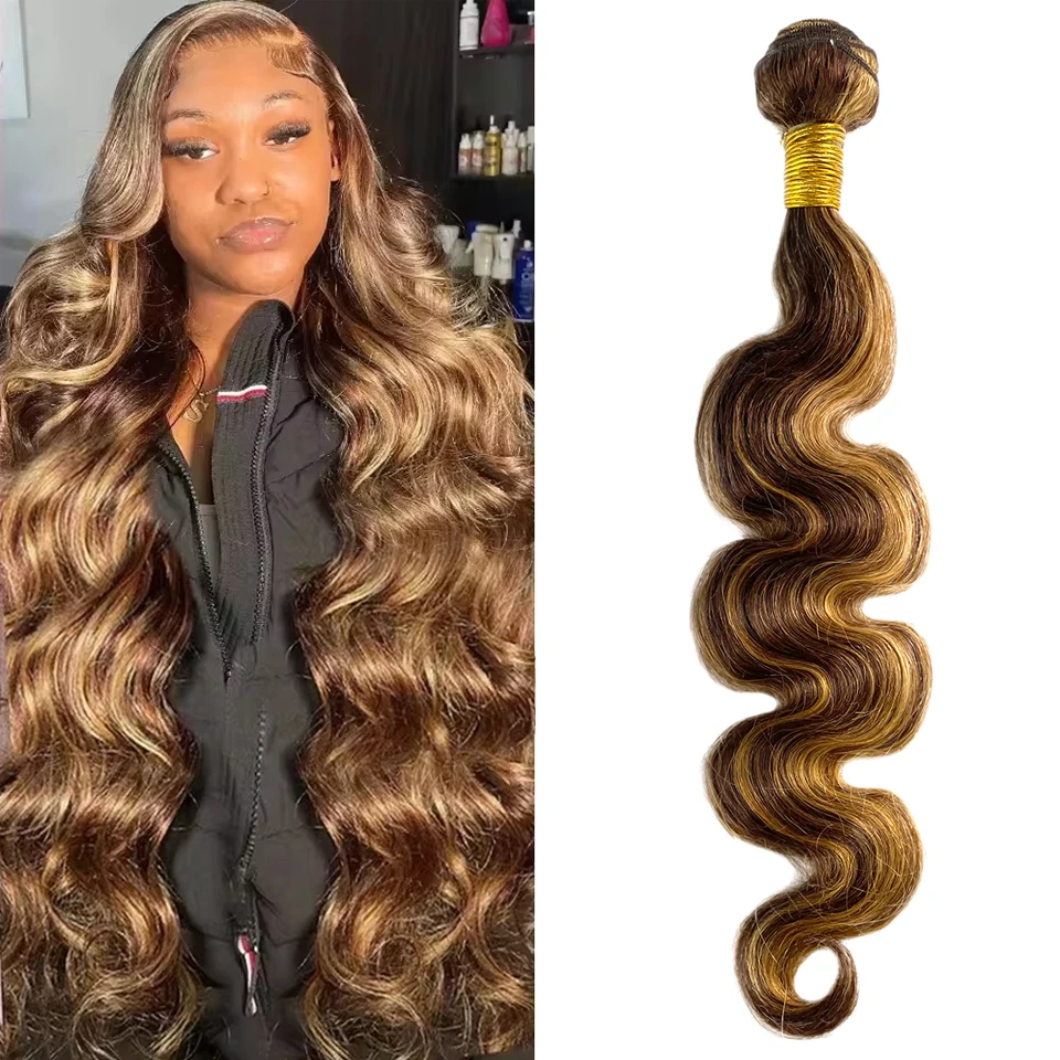 100% וייטנאם שיער האדם גל הדגשה 4/27 צבע סיומות שיער חבילות חבילות שיער אדם עבור נשים 1/3/4 ארוגים