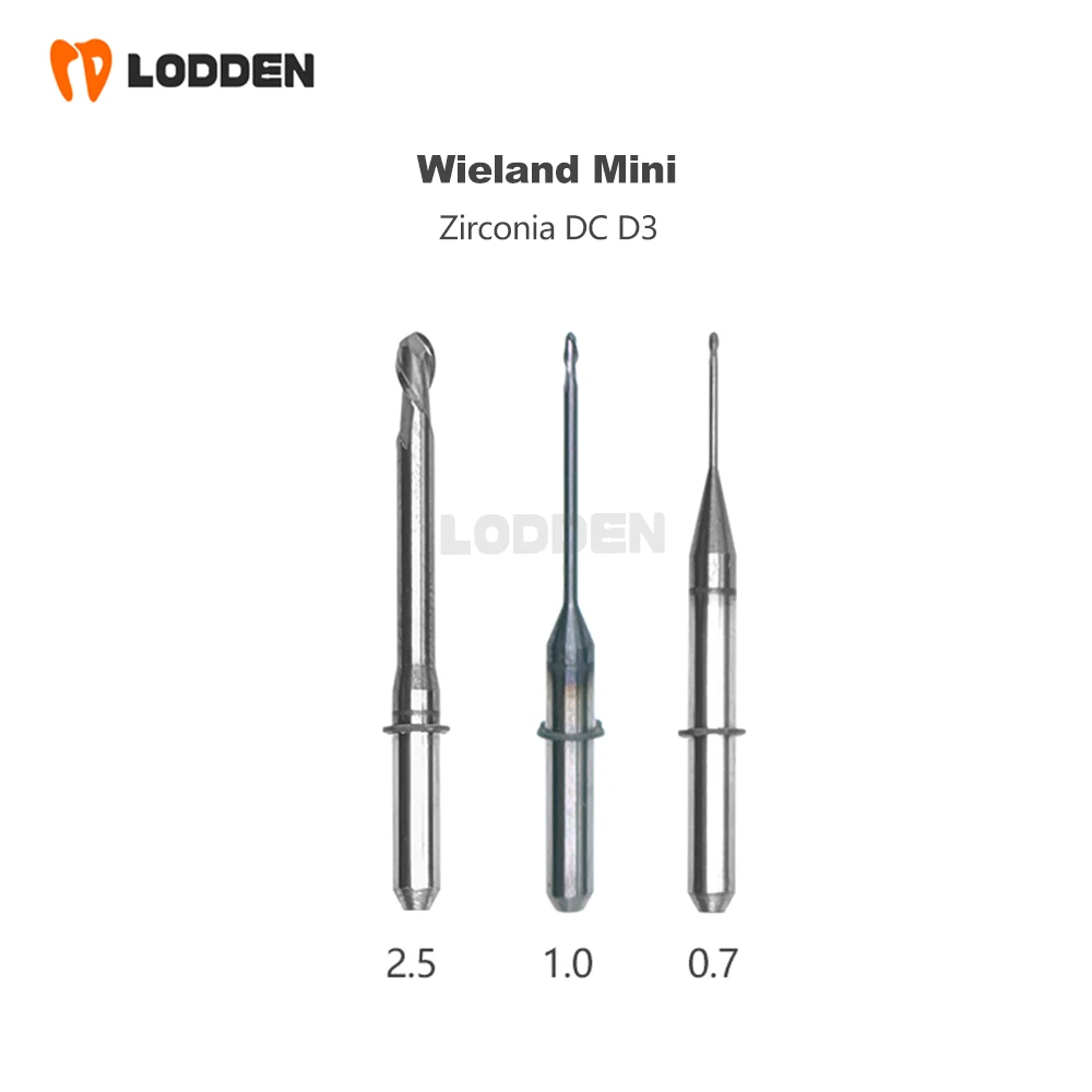 Wieland Zenotec Mini Milling Burs Grinding Zirconia/PMMA D3 Shank DC/NC Coating 35mm Length 0.7/1.0/2.5mm Grinding Tool