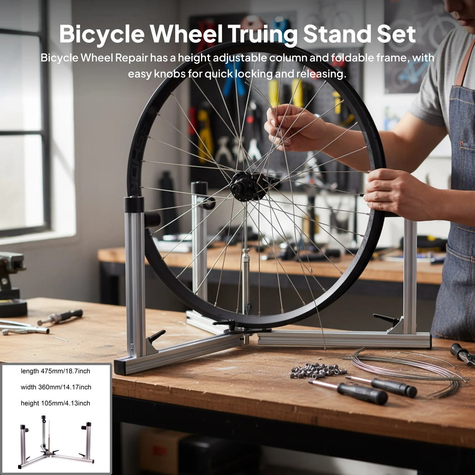 

Bike Wheel Truing Stand Wheel Balance Stand Aluminum Alloy Bicycle Maintenance Repair Accessories for Professional Mechanics
