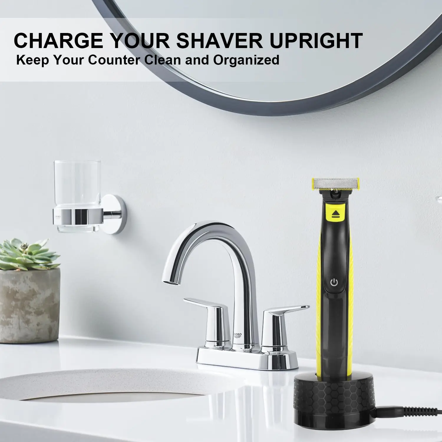 Brangdy Wall Mounted Charging Base Charger Holder Fit for Philips One Blade QP2520 QP2530 QP2620 QP2630 Hybrid Electric Shaver view 2