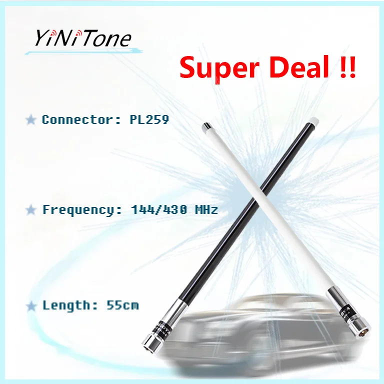 

NL-550 VHF UHF 144mhz /430mhz Dual Band 200W 3.0dBi High Gain Fiberglass Antenna for Mobile Radio Car Two Way