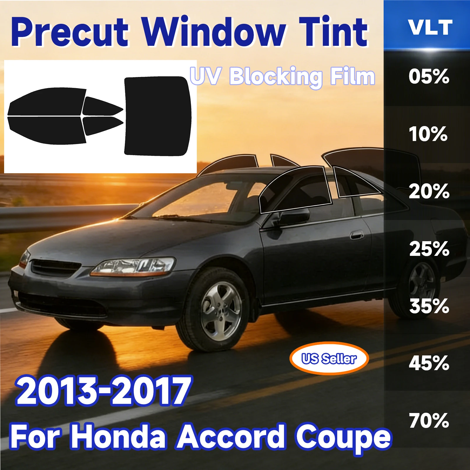 

Предварительно нарезанная тонировочная пленка для Honda Accord Coupe 2013-2017: защита от солнца, УФ-излучения и ИК-излучения, блокировка тепла, пленка для заднего стекла