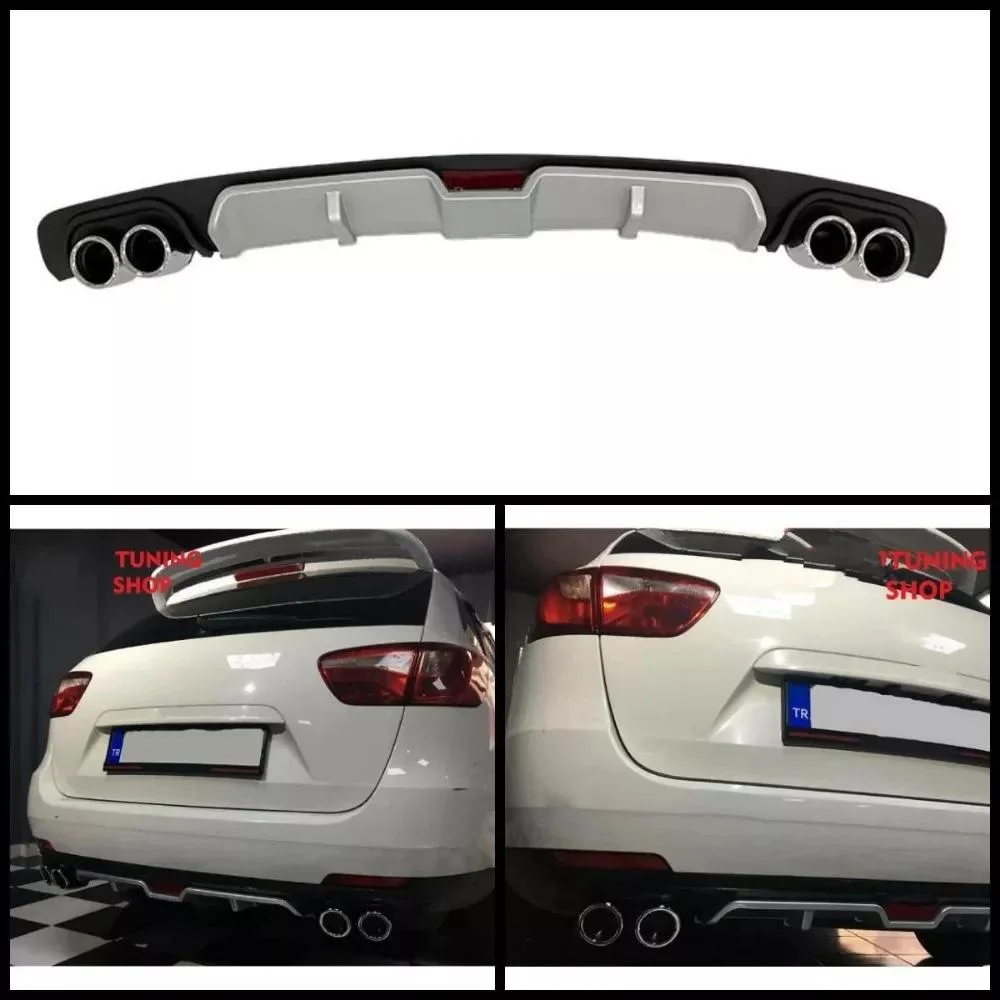 Car Rear Bumper Diffuser for Seat Ibiza SW Black ABS Plastic Car Styling Spoiler Deflector Body Kit Splitter Lip Professional