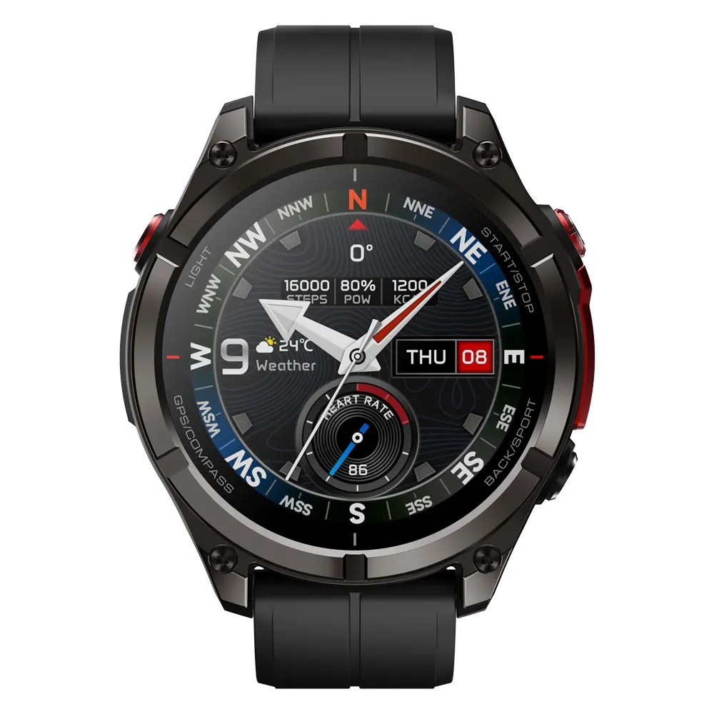 Zeblaze Stratos 4 Pro Smartwatch 1,43 Zoll AMOLED 5ATM wasserdicht 6-Satelliten-Positionierung 2026 Offline-Kartenaufnahme Dual-Band-GPS 170+ Sportmodi Herzfrequenz- und SpO2-Monitor Bluetooth-Anrufe