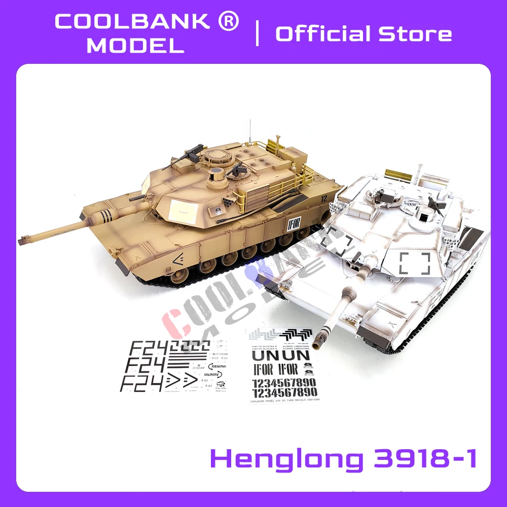 COOLBANK RC HOBBY 2.4Ghz Henglong 1:16 Scale 7.0 Plastic Ver M1A2 Abrams RTR RC Tank 3918 Tank Model Military Vehicle Toys Boys