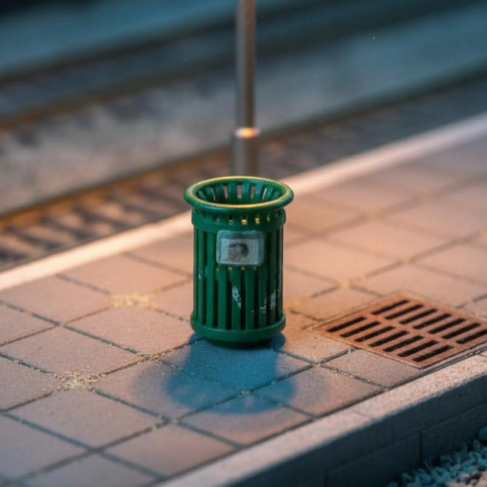 1/64 Scale Trash Can Miniature Model Highly Detailed Realistic Street Garbage Bin for Diorama Sand Table Hobbyists Accessories
