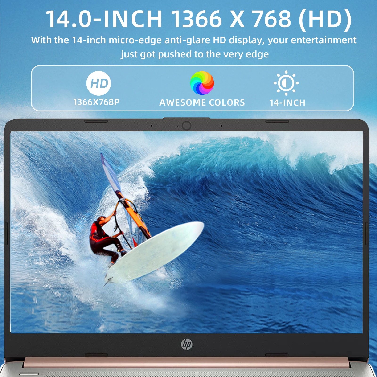 HP-14 "Business Laptop,Intel Celeron N4120,16GB RAM,384GB Armazenamento, 128GB eMMC + 256GB Cartão SD, 1 ano Escritório 365