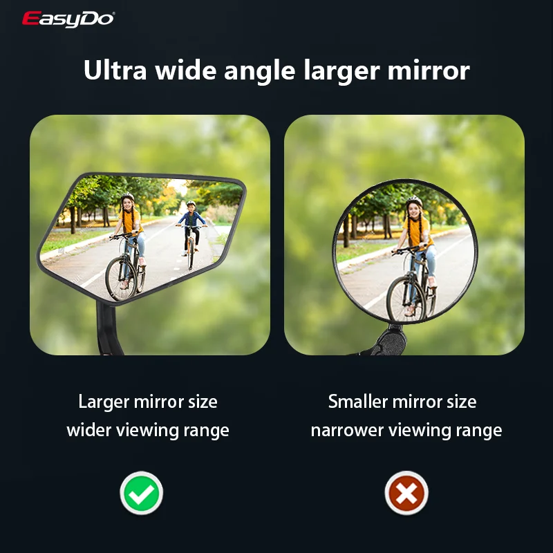 EasyDo Bicycle Handlebar Rear Universal View Mirror Durable Mountain Bike Wide Range Back Sight Reflector Adjustable HD Glass