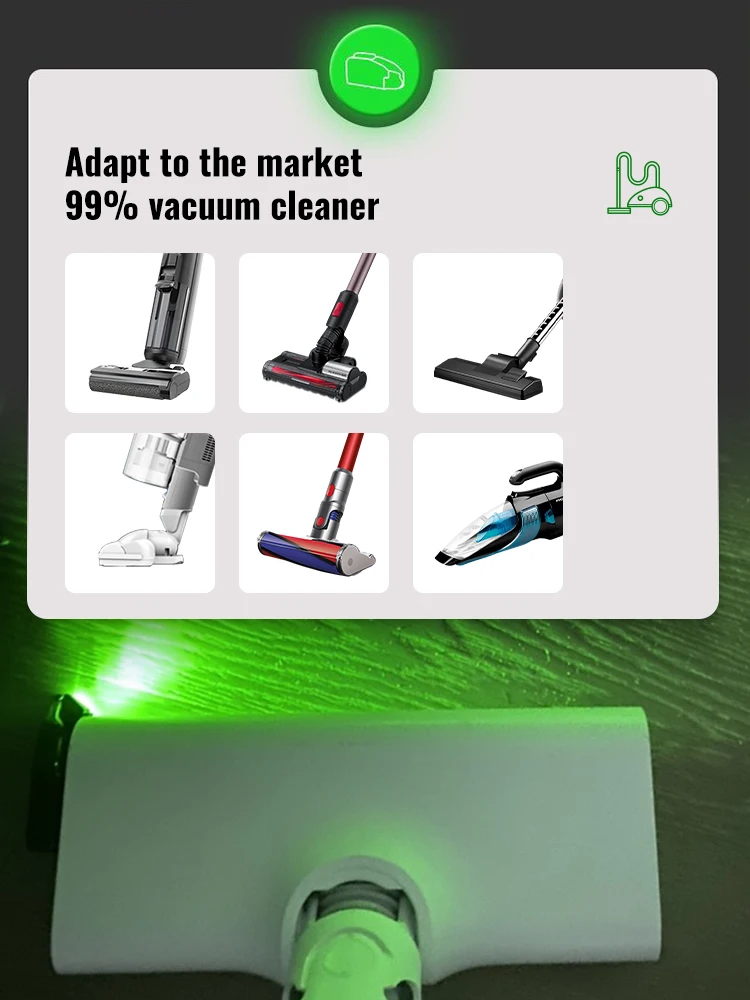 Aspirateur LED avec affichage de la poussière, lumière verte, nettoyage de la poussière cachée, des poils d'animaux, des cheveux humains, des pièces d'aspirateur pour la maison, l'animalerie