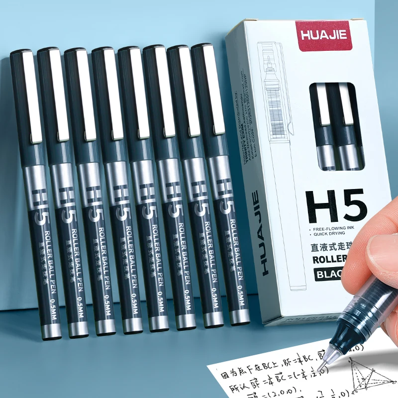 قلم HUAJIE 0.5 مم، حجم حبر عالي، أقلام سوداء وحمراء سريعة الجفاف للطلاب والمعلمين واستخدام المكتب واللامتحان