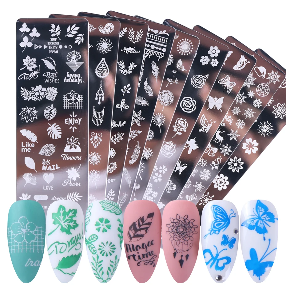 1pcs Nail Stamping Plates Flower Leaf Geometry Animals Image Stamp Templates Dreamcatch Manicure Print Stencil Tools LYSTZN01-12