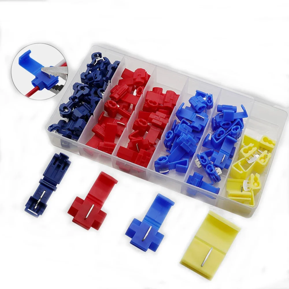 65Piece AWG10-24 Scotch Lock Wire Connectors Snap No Break Insulated Wires Quick Connect Electrical Terminals