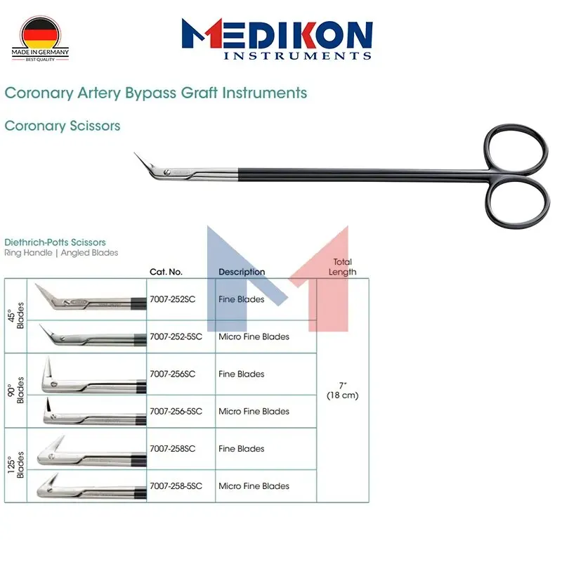 6 Stuks Diethrich-Potts Coronaire Bypass Schaar Graft Cardiovasculaire Chirurgie Vat Hart Tang Micro-Instrumenten Set