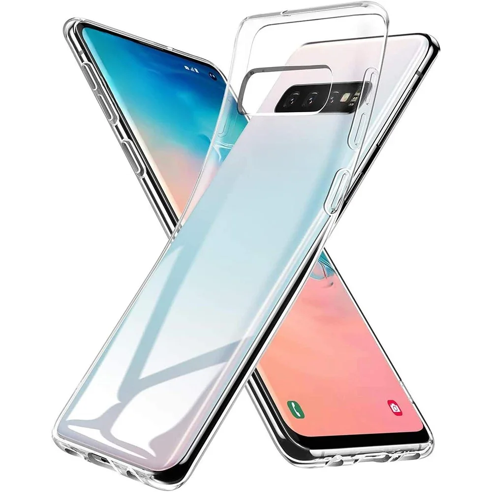 Caso de silicone transparente ultra fino para samsung galaxy s10 plus lite s10 + s10e, tampa
