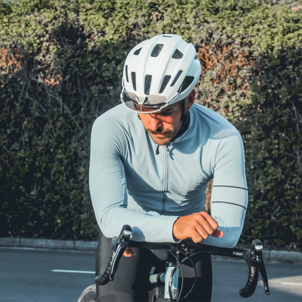 YKYWBIKE Radtrikot 10-20 ° C Herbst Langarm Rennrad Kleidung Thermo Fleece Wärme MTB Fahrrad Jersey – Detail 5