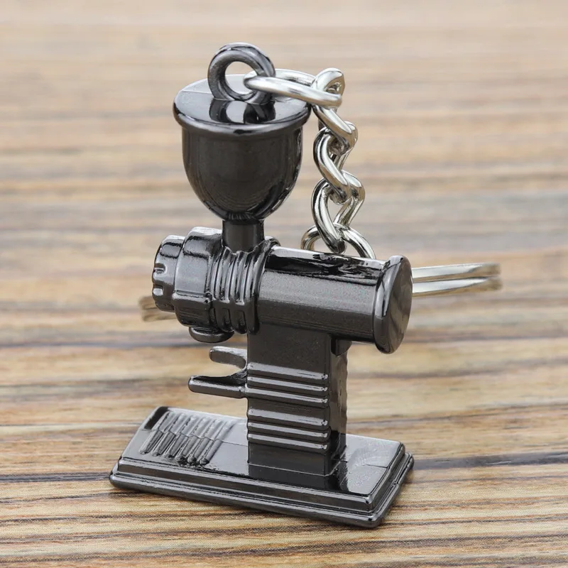 Metal Keychain Creative Accessories Holder Badge Mocha Pot Coffee Appliances Zipper Cup Keyring