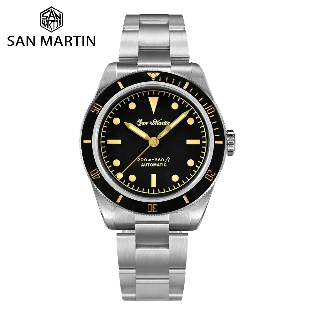 

San Martin 38mm Class Men Retro Diver Watch NH35 Automatic Mechanical Stainless Steel Watches Luminous 20Bar Waterproof SN0004G