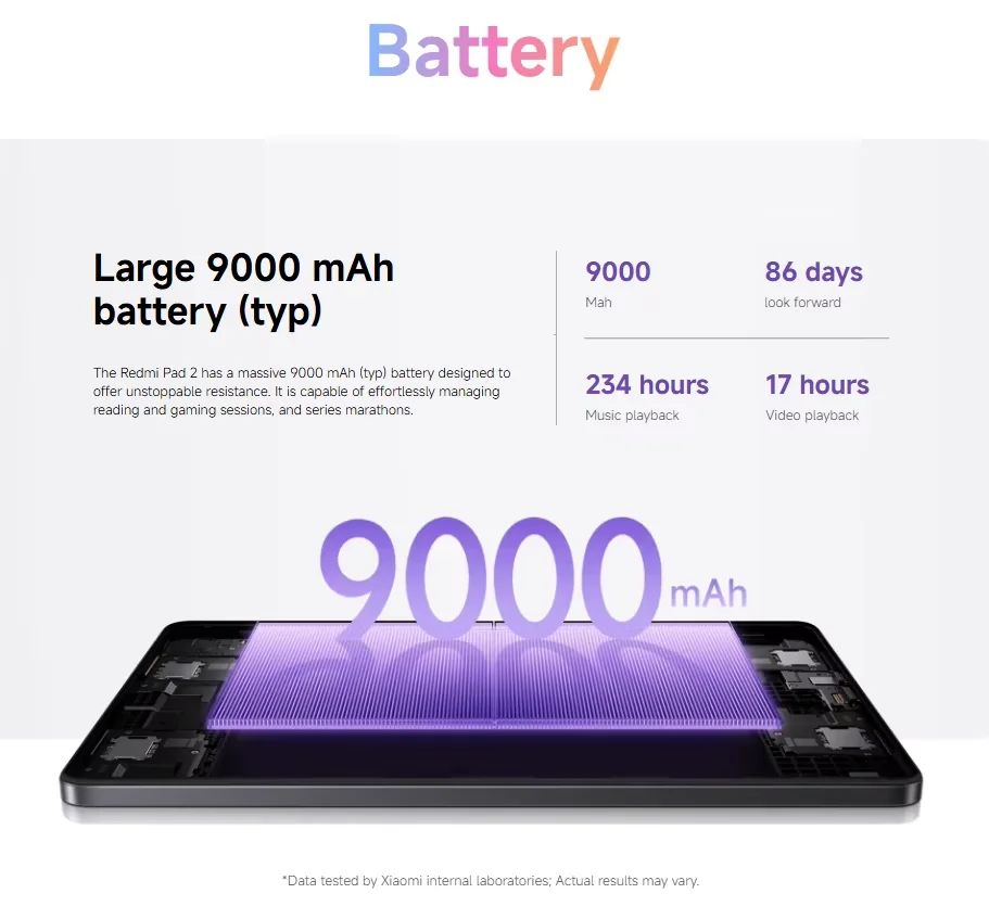 Immagine 7: Xiaomi Redmi Pad 2 Tablet PC Batteria da 9000mAh Display 11