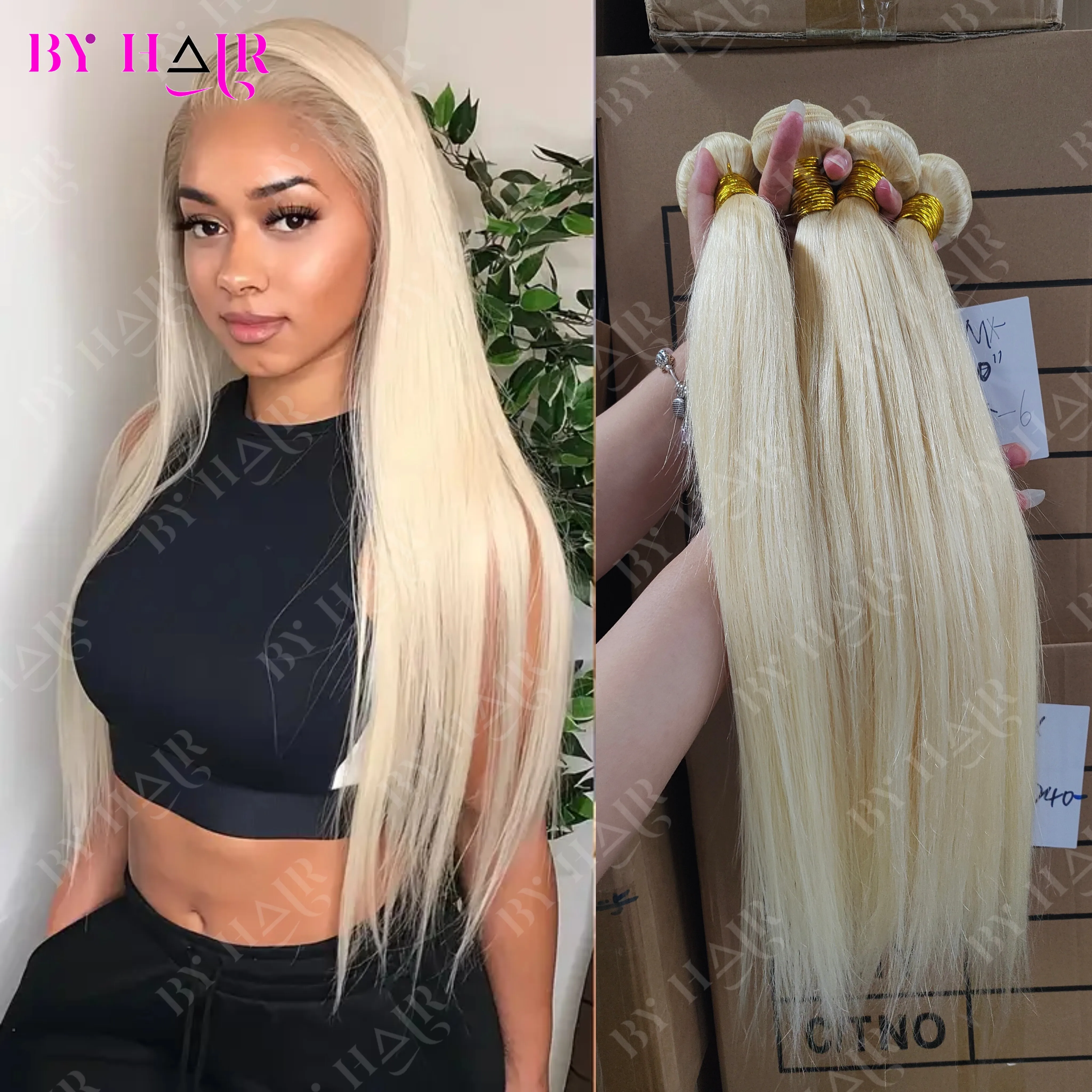 

15A 613 Светлые пучки человеческих волос Бразильские волосы Необработанные человеческие волосы Медовый блондин Прямые пучки человеческих волос Наращивание волос