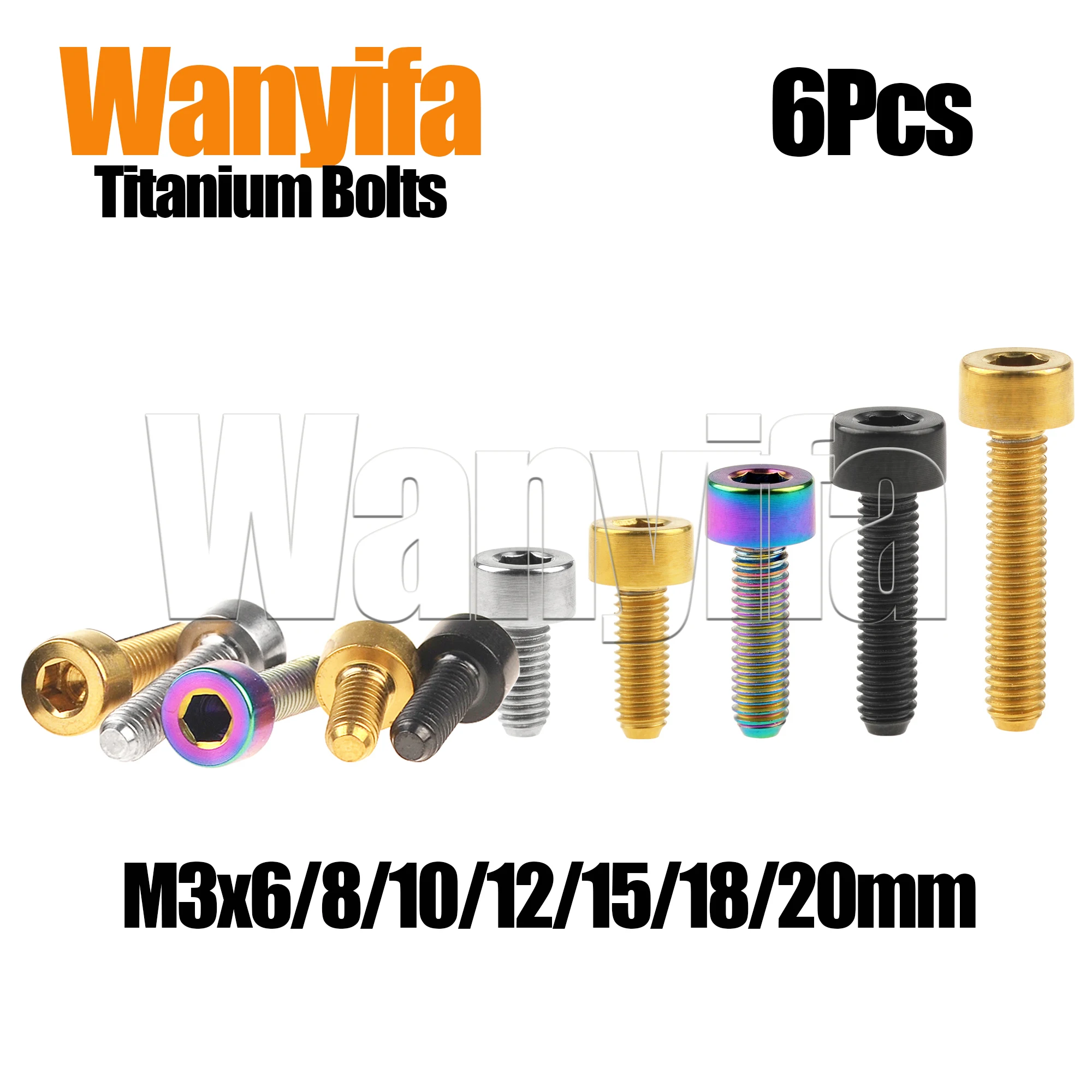 Wanyifa Titanium Bolts M3x6/8/10/12/15/18/20mm Cylindrical Head Socket Hex Screws for MTB Handlebar Stands Bicycle Part 6Pcs