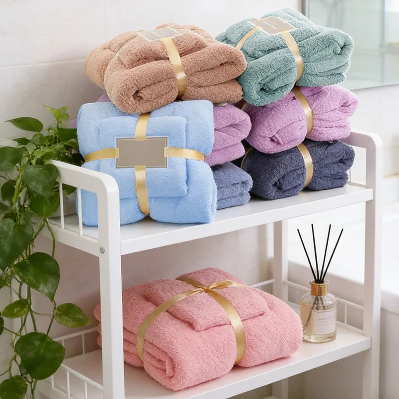 Super Soft Skin-Friendly Bath Towel Set ,  Coral Fleece, Absorbent Quick-Drying for Adult Hotel & Spa Supplies