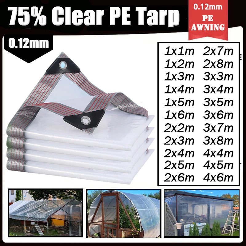 

0,12 мм прозрачная непромокаемая ткань для теплицы, сохраняющая тепло, чехол для домашнего окна, ветрозащитный экран, уличная прозрачная пленка для беседки