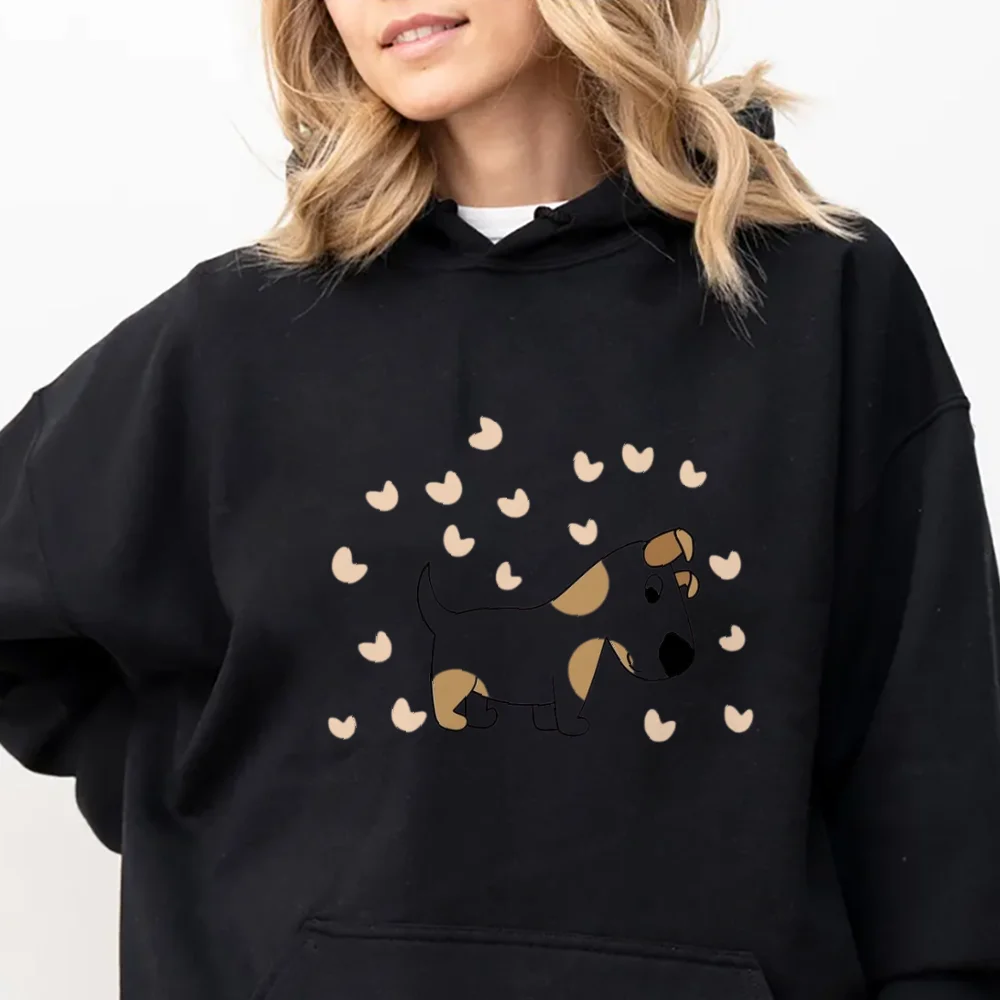Hoodies Woman Graphic Y2K Stylish Streetwear With Dog Print Sweater Casual Comfort Loose Fit Unisex Winter Clothing Fashion
