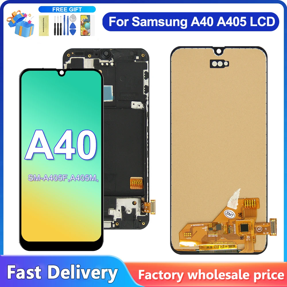 For Samsung A40 LCD 2019 A405 LCD display touch Screen Digitizer Assembly with frame replacement repair parts