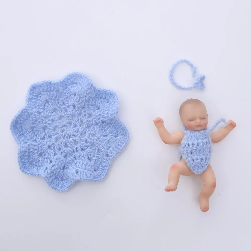 Cloveray 12 cm corps complet Silicone réaliste Reborn bébé poupée réaliste Silicone poupée tricoté pull poupée jouets faits à la main cadeaux pour enfants