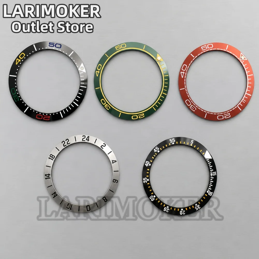 LARIMOKER 38mm High Quality Black Blue Green Brown Gold Red Ceramic Bezel Watch Parts Compatible with 40mm Watch Case