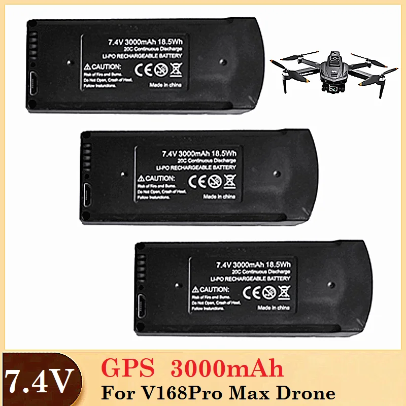 

3000mAh GPS Original V168 GPS Battery 7.4V 3000mAh For V168Pro Max Drone Battery For V168 PRO MAX RC Quadcopter Accessories Part