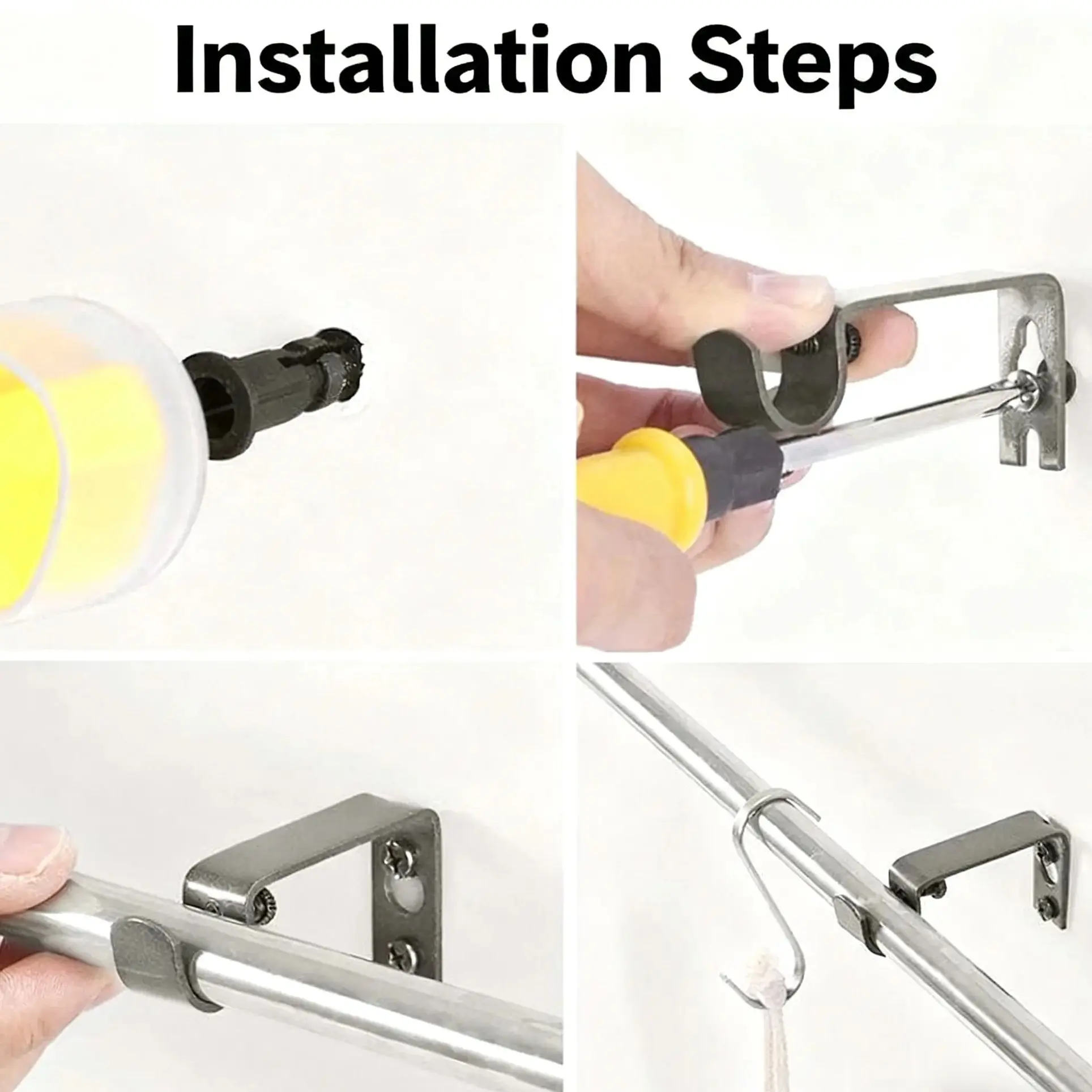 2 Pieces Curtain Rod Wall Bracket Holder Metal Hook Holder Window Drapery Bracket for rod/pole up to 15.88mm/0.62 inch diameter