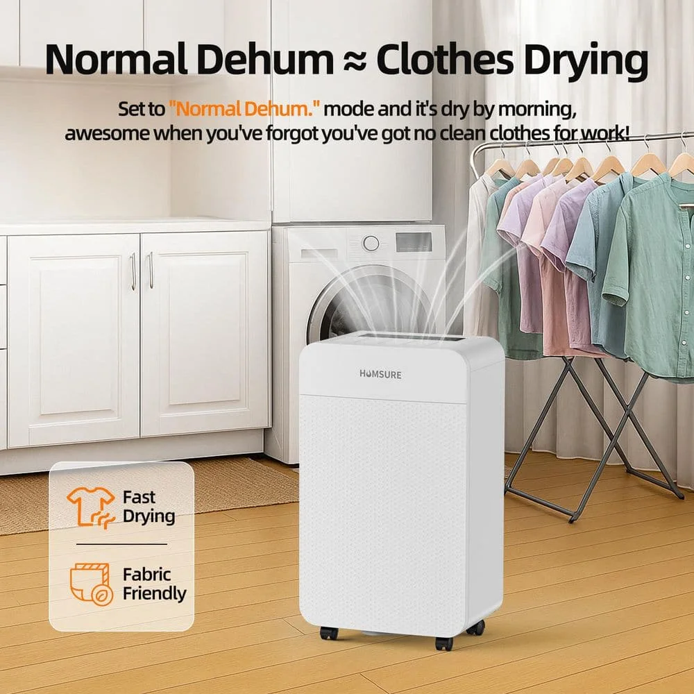 45 Pints 4000 Sq. Ft Dehumidifier for Basement in White with Drain Hose and 1.4 Gal Bucket Variable Speed Ionizer Timer