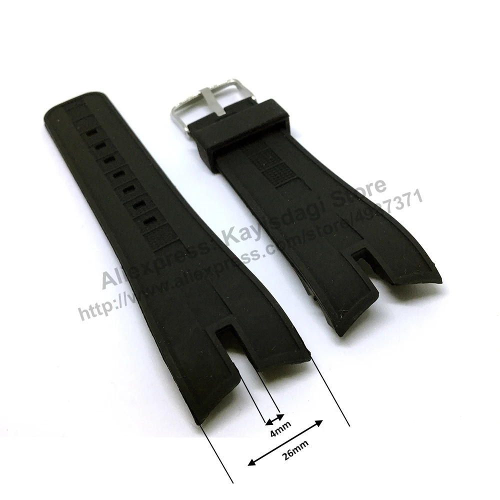 Fits/for Roger Dubuis Excalibur and Easydrive RDDBEX0405 - 26mm Black Soft Silicone Rubber ES45 Watch Band / Strap / Belt