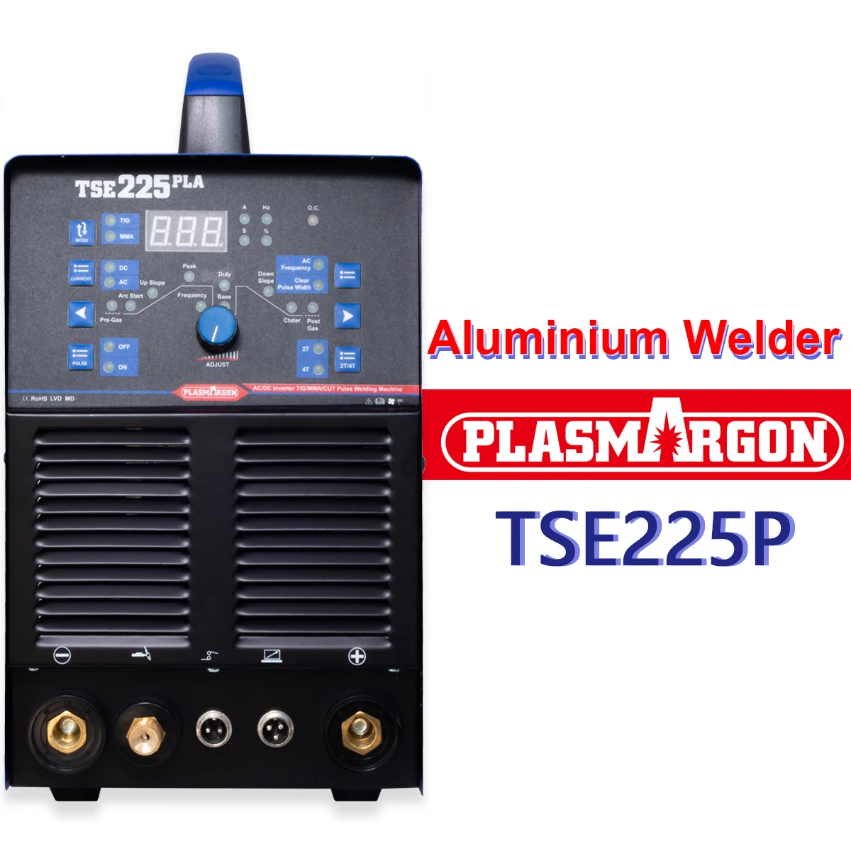 AC/DC 225A Pulse Aluminum TIG Welder Stick ARC Inverter Automatic Welding Machine 220V or 110/220V+/-15% Blue TSE225P