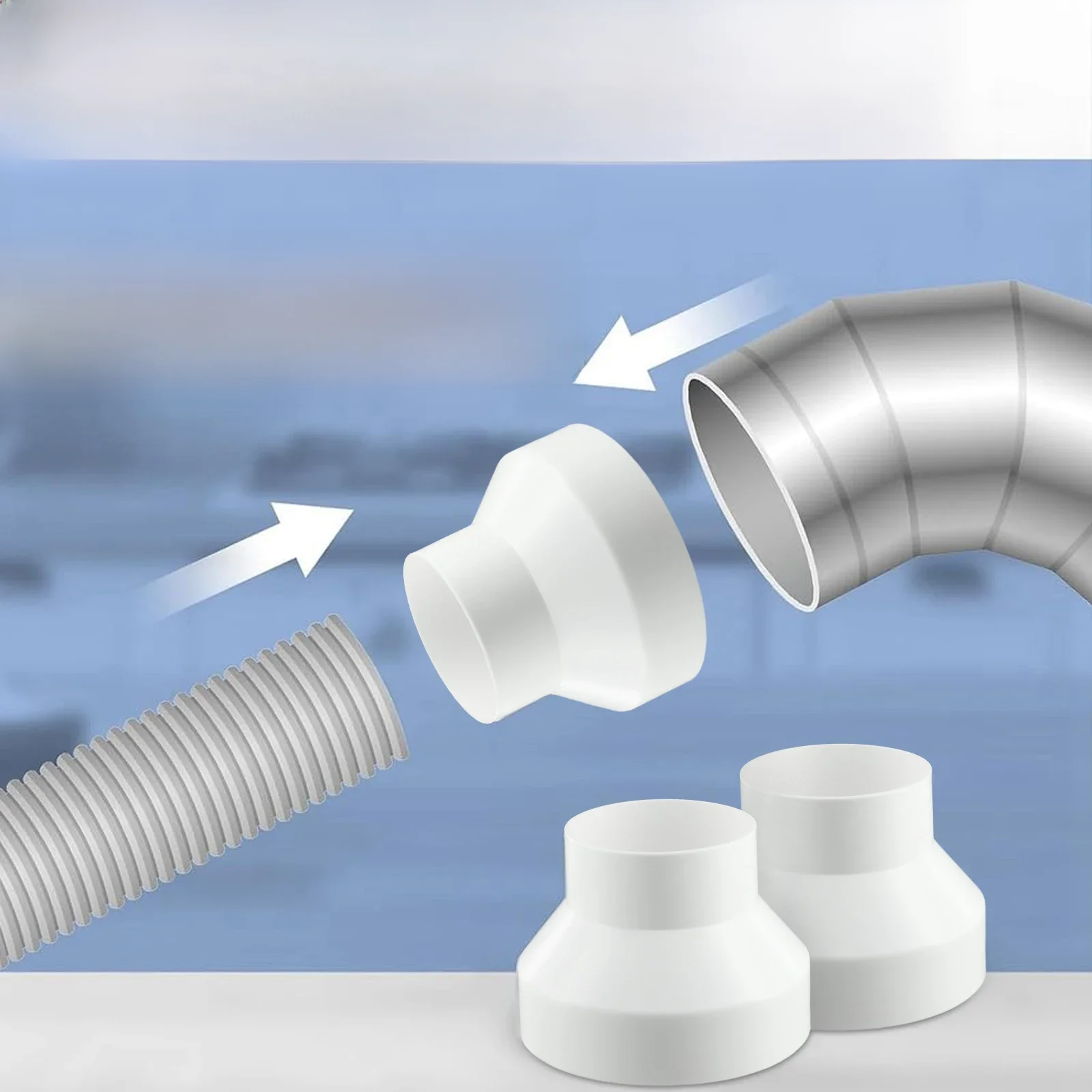 1x adaptateur de réduction de tuyau de ventilation ABS adapté au ventilateur de conduit, évents chauds et froids, raccords de tuyaux de Ventilation blancs, partie de Ventilation