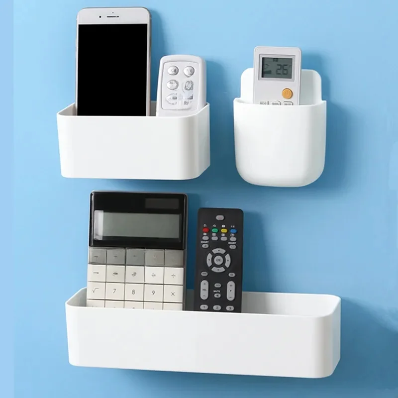 Support mural universel pour téléphone portable, 1/2 pièces, télécommande, articles divers, étuis de rangement pour salon