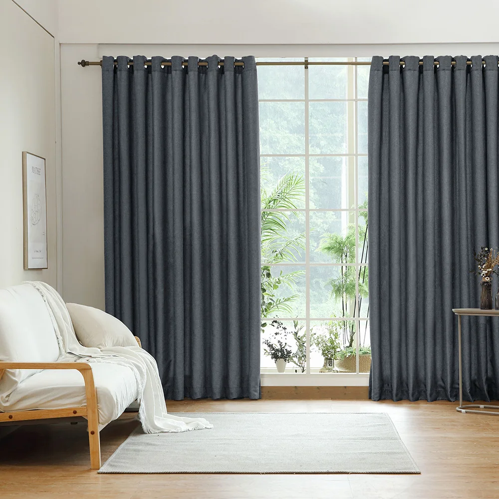 Thezari more luxurious linen pencil eyelet black curtain long window wide/long window outsize 3color