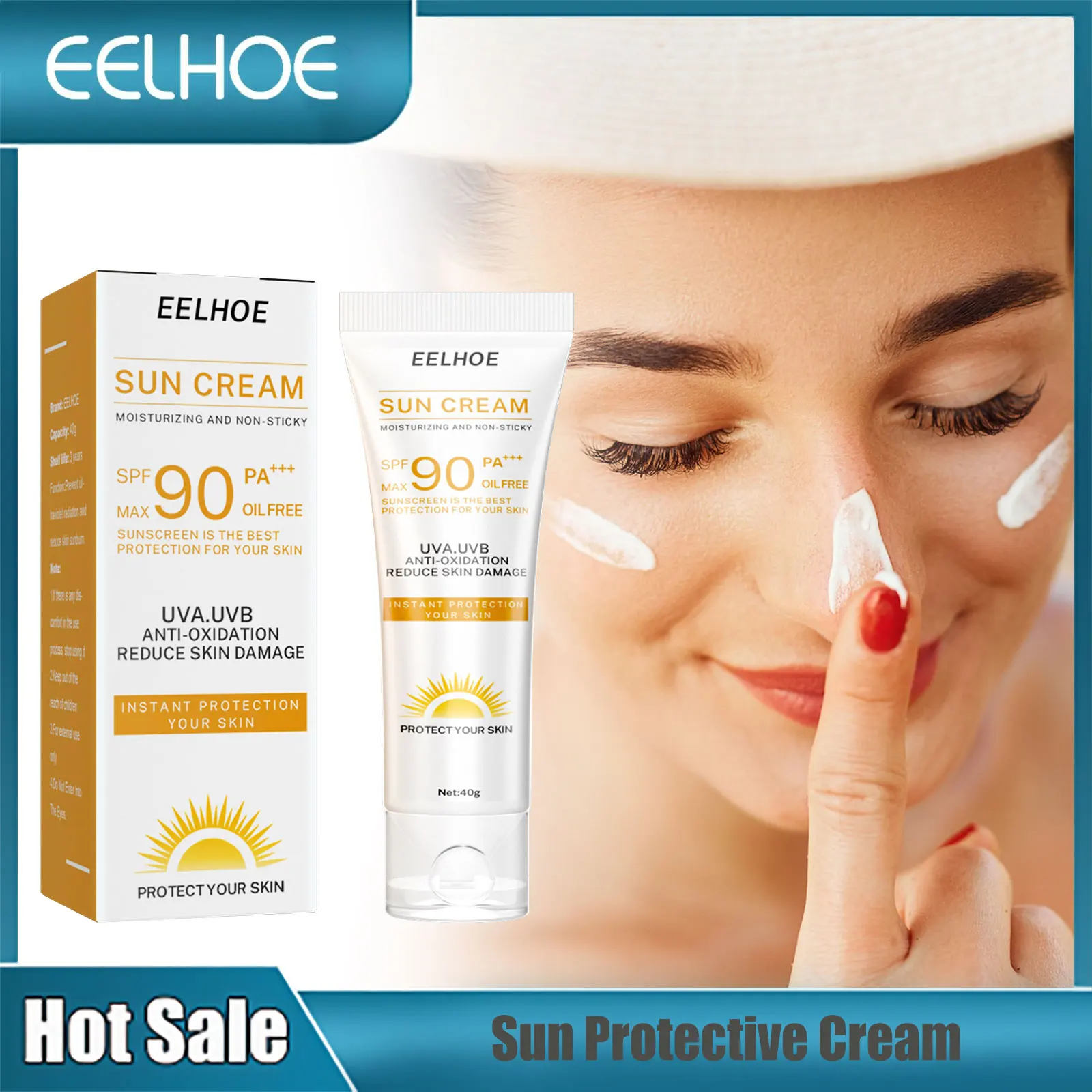 

Facial Body Sunscreen Cream SPF90 Sun Protective Cream Oil Control Sunscreen Moisturizer Cream Anti Sunburn Hydrating Sunscreen