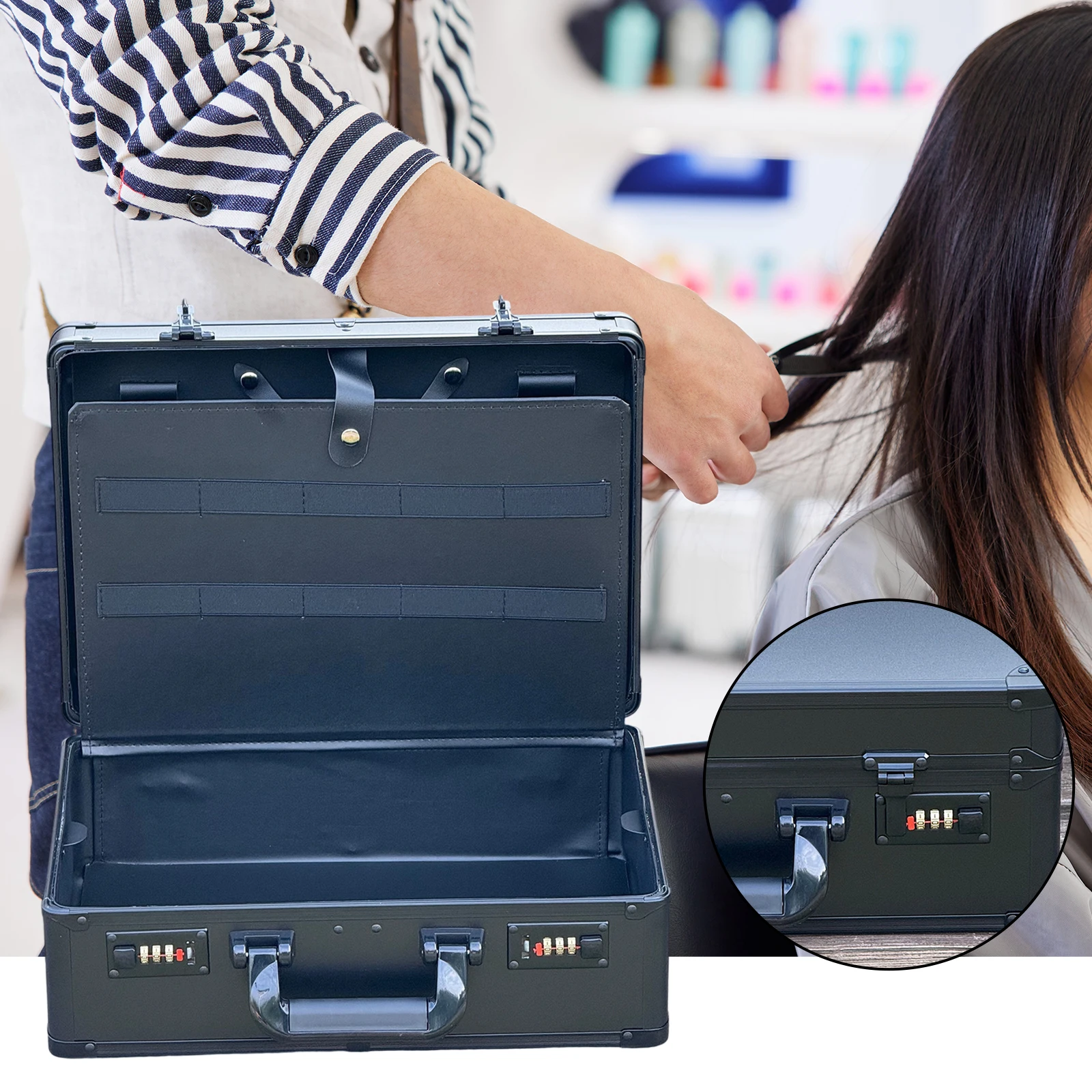 

Portable Barber Carrying Case Travel Barber Suitcase Large Capacity Salon Barber Hair Tools Travel Bag for Hairdressers