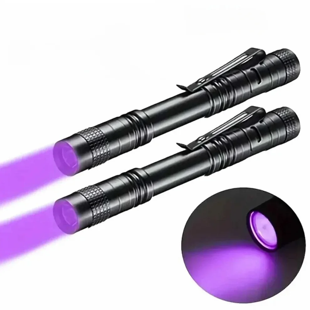 Latarka UV 395nm Latarka ultrafioletowa z klipsem na długopis Przenośne baterie AAA Używane fioletowe światło Detektor skorpionów w moczu zwierząt Lampa UV — zdjęcie 2